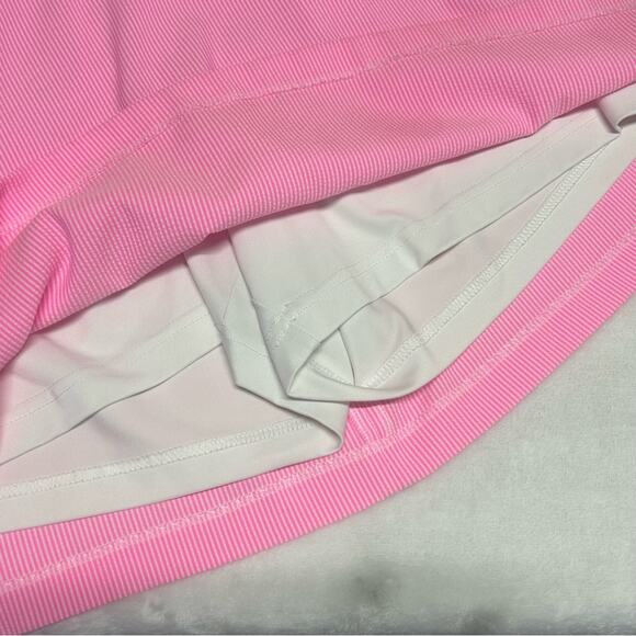2 Lady Hagen Golf Tennis Skirt Pink Orange Stripes Pockets Skort Womens Size 12 - Picture 3 of 11